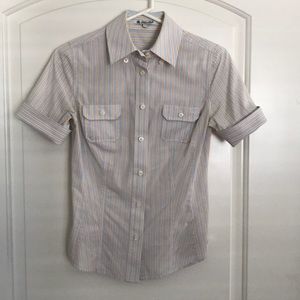 Tailor Made Striped Short-sleeve Button Down Shirt